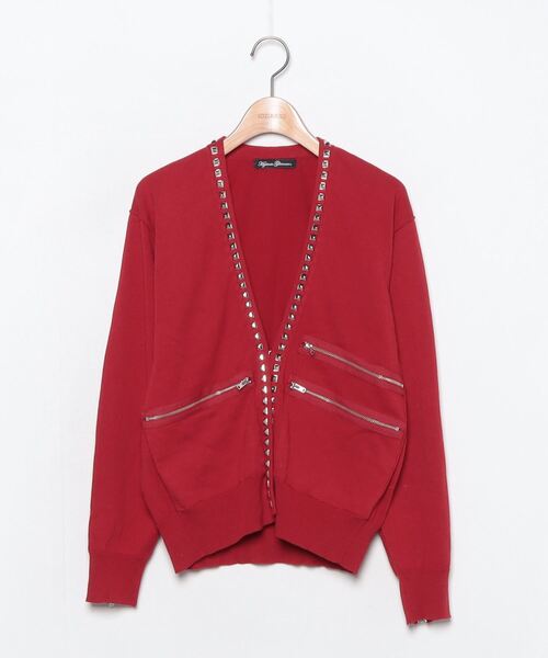 HYSTERIC GLAMOUR(ヒステリックグラマー) カーディガン サイズFREE  F レディース美品  - レッド×黒 長袖/レース/ラメ 中古・古着通販】Hysteric Glamour (ヒステリックグラマー) ショルダー