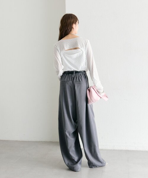 mystic（ミスティック） tシャツ バックシャンドットチュールロンT
