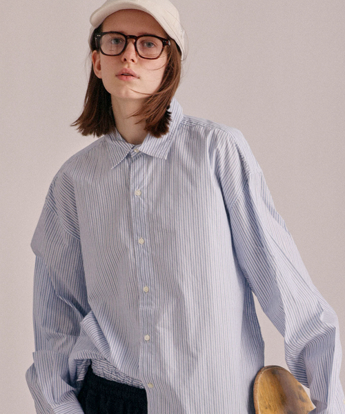 ブラウス シャツ 「VAS-Y LENTEMENT」 POPLIN STRIPE REGULAR COL レディースの画像