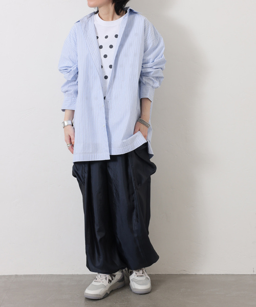 ブラウス シャツ 「VAS-Y LENTEMENT」 POPLIN STRIPE REGULAR COL レディースの画像