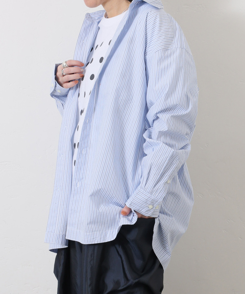 ブラウス シャツ 「VAS-Y LENTEMENT」 POPLIN STRIPE REGULAR COL レディースの画像