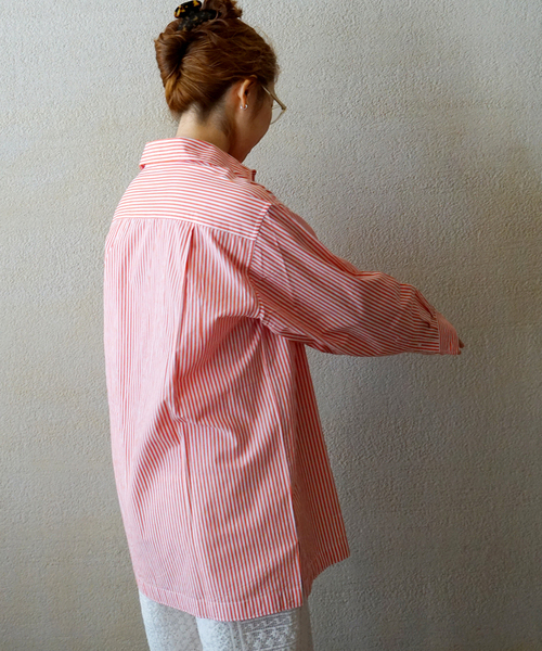ブラウス シャツ 「VAS-Y LENTEMENT」 POPLIN STRIPE REGULAR COL レディースの画像