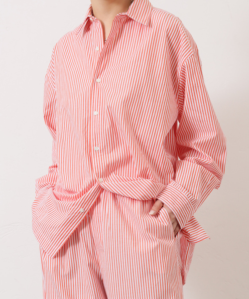 ブラウス シャツ 「VAS-Y LENTEMENT」 POPLIN STRIPE REGULAR COL レディースの画像