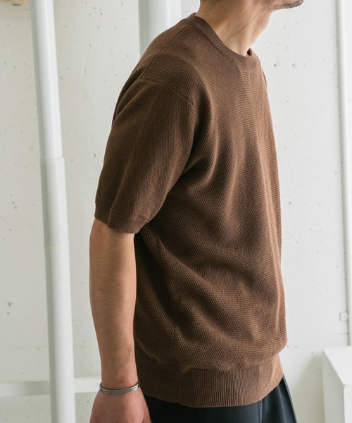 「URBAN RESEARCH ROSSO MEN」 半袖ニット MEDIUM モカ メンズ_画像5
