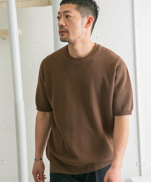 「URBAN RESEARCH ROSSO MEN」 半袖ニット MEDIUM モカ メンズ_画像6