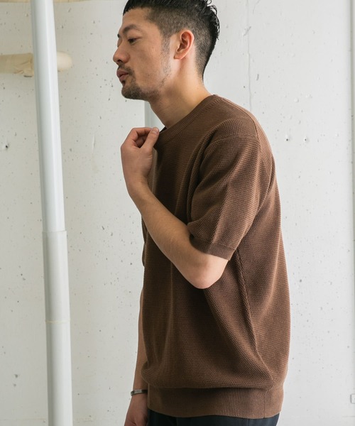 「URBAN RESEARCH ROSSO MEN」 半袖ニット MEDIUM モカ メンズ_画像7