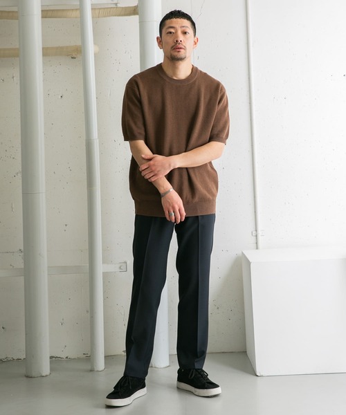 「URBAN RESEARCH ROSSO MEN」 半袖ニット MEDIUM モカ メンズ_画像9