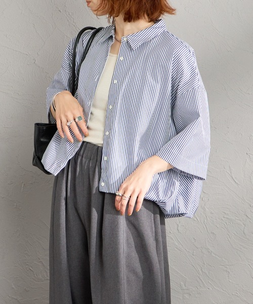 mizuiro ind ミズイロインド★長袖シャツ ブラウス オーバーサイズ mizuiro ind(ミズイロインド)ワイドシャツ/トップス/ブラウス/長袖