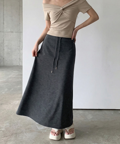 ロング スカート ドローストリング スウェットロングスカート
