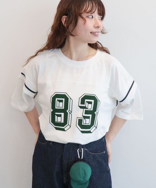 Americana 67 ST.AMEY フットボール シャツ◆美品 AMERICANA（アメリカーナ） リヨセルコットン袖切り替えライン