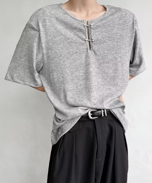 B.R.U ヘンリーネック tシャツ メタルホックヘンリーネックトップス