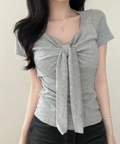 tシャツ 半袖 フロントリボン 半袖Tシャツ レディース : ZOZOTOWN