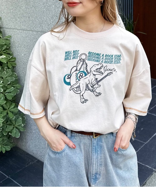 「DOUBLE NAME」 半袖Tシャツ FREE オフホワイト レディース_画像6
