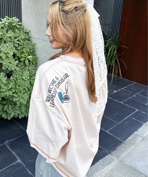 「DOUBLE NAME」 半袖Tシャツ FREE オフホワイト レディース_画像7