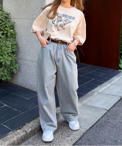 「DOUBLE NAME」 半袖Tシャツ FREE オフホワイト レディース_画像9