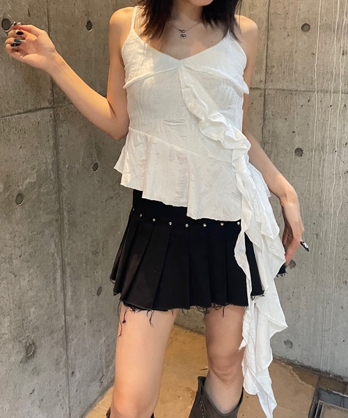Roger&Raw（ロジャーアンドロウ） キャミソール ダメージフリルアシメ 
