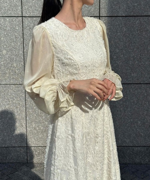 「junoah」 長袖ワンピース X-LARGE アイボリー レディース_画像8