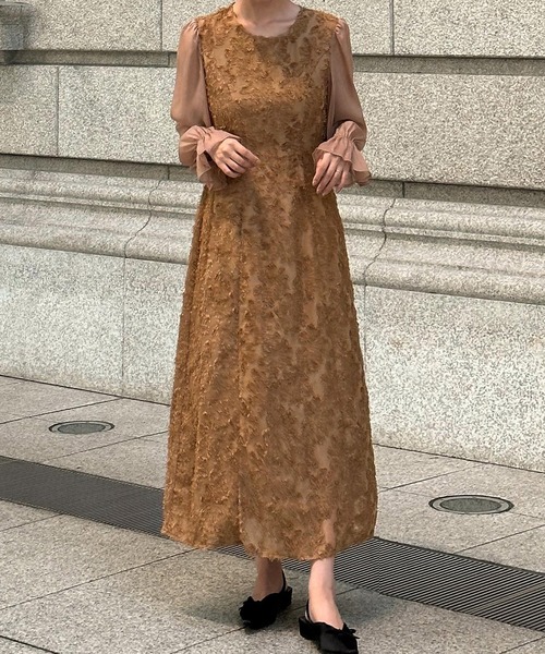 「junoah」 長袖ワンピース X-LARGE アイボリー レディース_画像9