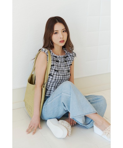 極美品24SS✨någonstans 撥水ノースリーブ オールインワン ブルー SNIDEL（スナイデル） ノースリーブブラウス FREE ブルー レディース