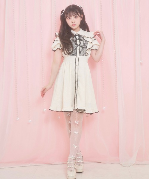 Honey Cinnamon（ハニーシナモン） 半袖ワンピース FREE アイボリー