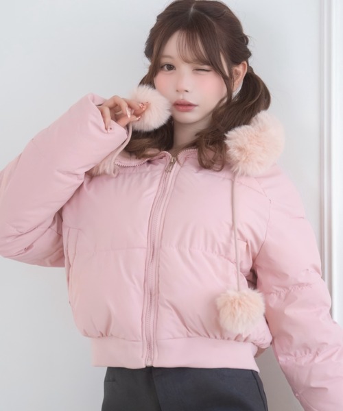 希少 極美 BUFFALO BOBS×HOLYLAND ピンク ダウンジャケット Mejoul ダウンコート ダウンジャケット 「2026秋冬新作」ぽんぽん付