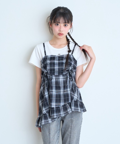CHILD WOMAN ドットキャミチュニック LOVETOXIC タンクトップ 肌着 「LTXC/抗菌防臭」インナーつきイレヘム
