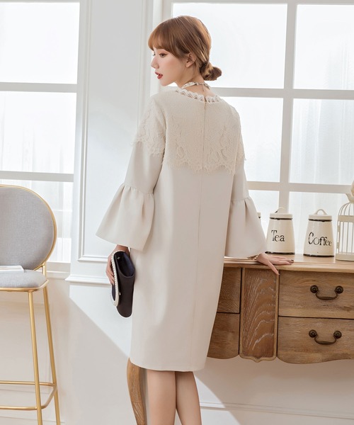 【♡】いドレス シンプルで大気 様々な場面にマッチ スターズスタイルデザイン DRESS STAR ドレス 結婚式ワンピース胸元レースデザインドレス