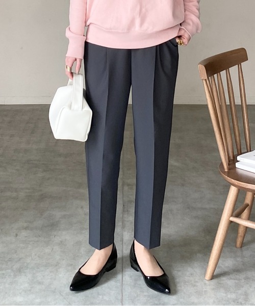 She's Closet パンツ センタープレスタック入りハイウエストテーパード