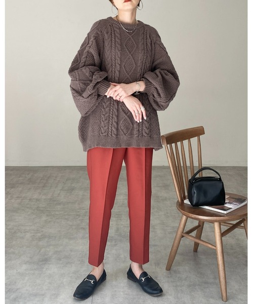 She's Closet パンツ センタープレスタック入りハイウエスト