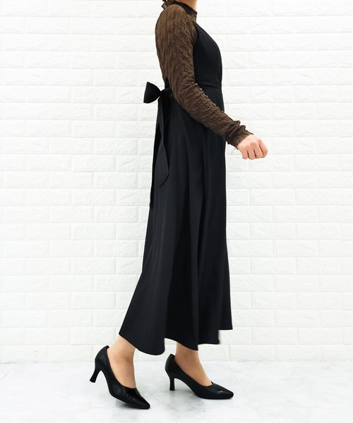 ドレス キャミワンピ ビッグリボン XS/2XL Lace Ladies ワンピース バックリボン パイピングキャミ