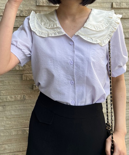 Twinkle;pm ブラウス シャツ 二段フリルカラーブラウス レディース