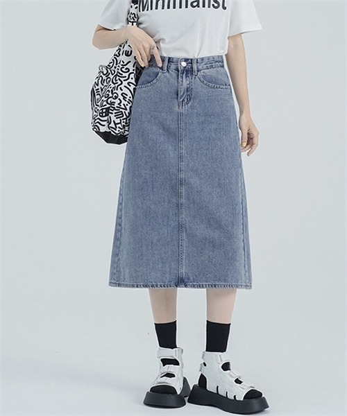 FREE STYLISTS デニムスカート バックスリットロングデニムスカート