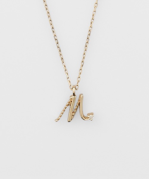 ネックレス イニシャルM／K10ダイヤモンドネックレス レディースの画像