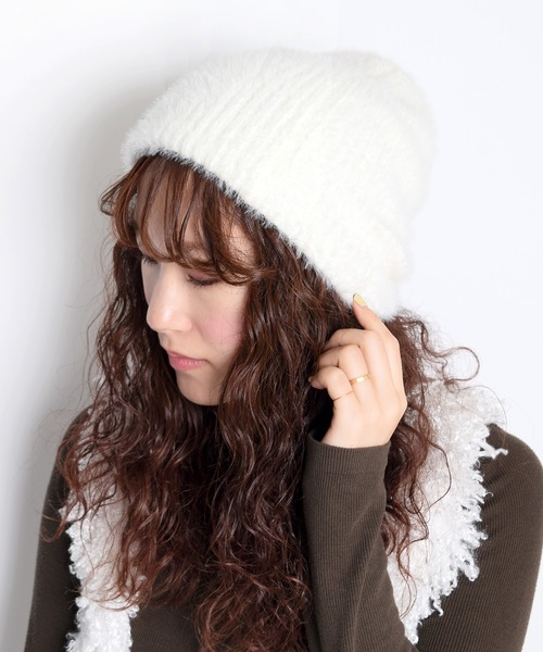 Flowering ニット帽 ニットキャップ ミルキーカラー シャギー