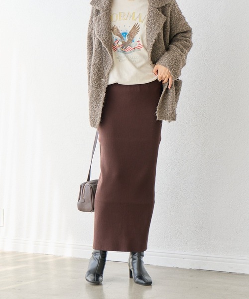 RIVE DROITE リヴドロワ　ロングスカート RIVE DROITE（リヴドロワ） スカート 2サイズ展開/リブタイトスカート