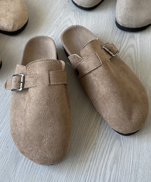 サンダル 「カジュアルコーデに♪」スウェードクロッグサンダル