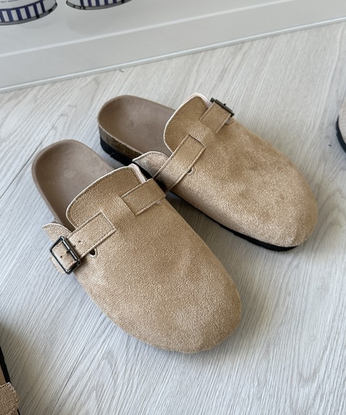 サンダル 「カジュアルコーデに♪」スウェードクロッグサンダル