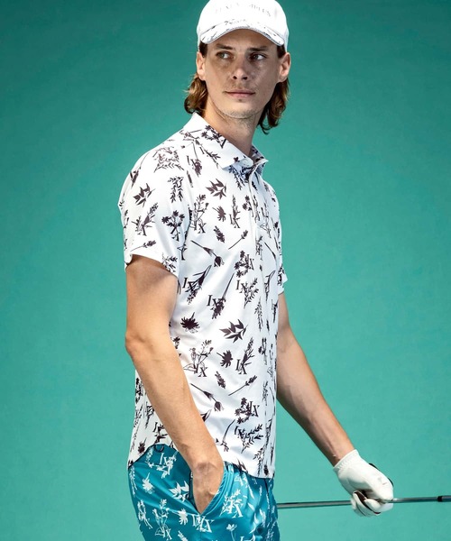 LUXEAKMPLUS 24SS ボタニカル 半袖 ポロシャツ GOLF ゴルフ SHIFFON｜LUXEAKMPLUS ゴルフ ボタニカル半袖ポロシャツ【Safari