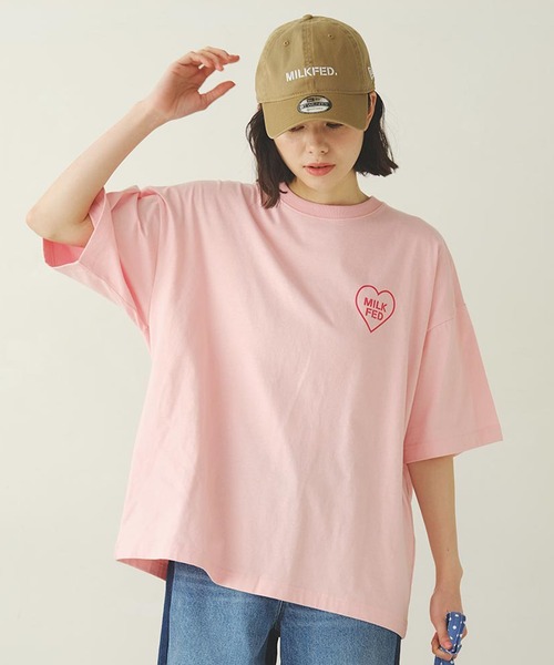MILKFED. tシャツ CHECKERED LOGO WIDE S/S TEE レディース