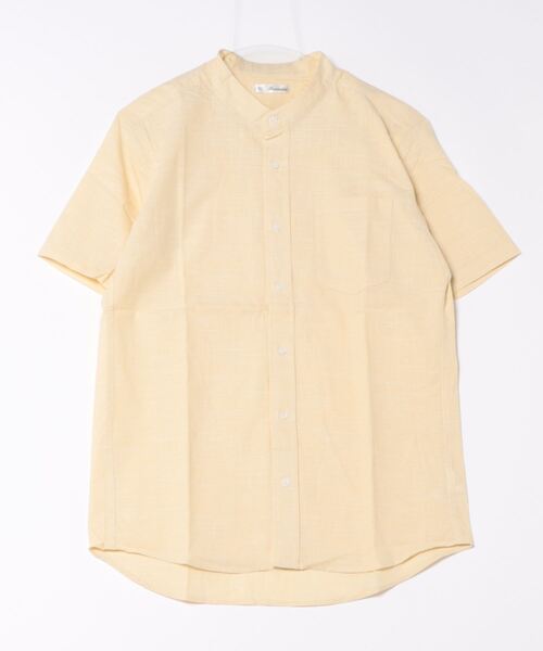 STYLEBLOCK シャツ シャンブレーバンドカラー半袖シャツ メンズ