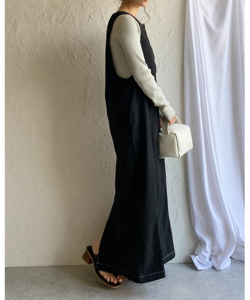 She's Closet ジャンパースカート ステッチ配色タイトIライン