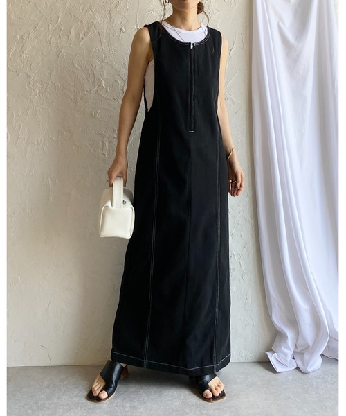 She's Closet ジャンパースカート ステッチ配色タイトIライン