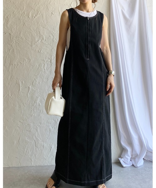 She's Closet ジャンパースカート ステッチ配色タイトIライン