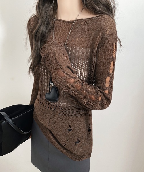 ニット+セーター chami rimeikuknit ヒマラヤンクライマーズハンドニット 手編みYETIジャガードクルー