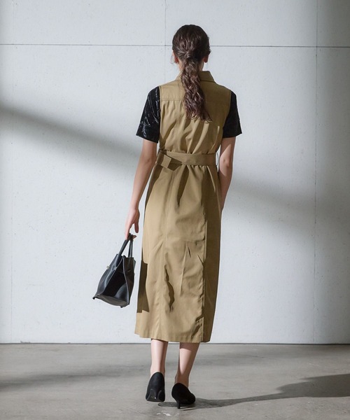Andemiu ワンピース 「ベージュWEB限定」ヘンケイカラーステッチ
