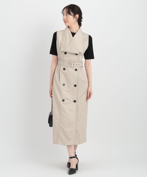 Andemiu ワンピース 「ベージュWEB限定」ヘンケイカラーステッチ