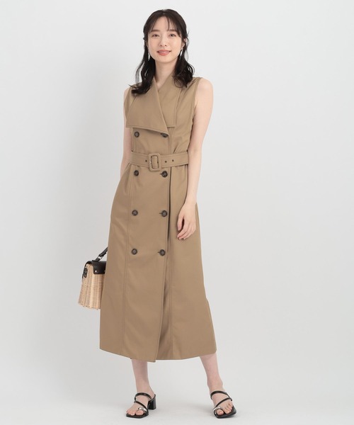 Andemiu ワンピース 「ベージュWEB限定」ヘンケイカラーステッチ