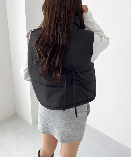 nelliy. ダウンベスト ベスト リボンフェイクダウンベスト レディース