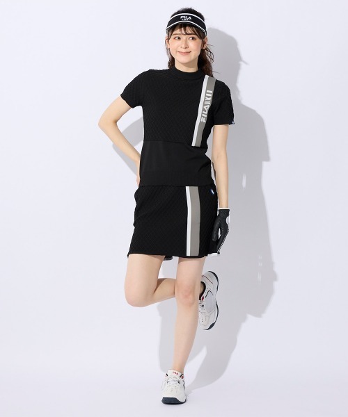 新品■22,330円【フィラゴルフ】レディース　半袖セーター 、スカート M/9 FILA GOLF ニット セーター 「FILA GOLF」ECOポリ 半袖モック