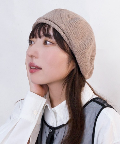 ニットベレー帽 polcadot 帽子 ベレー帽 コットンニットベレー レディース